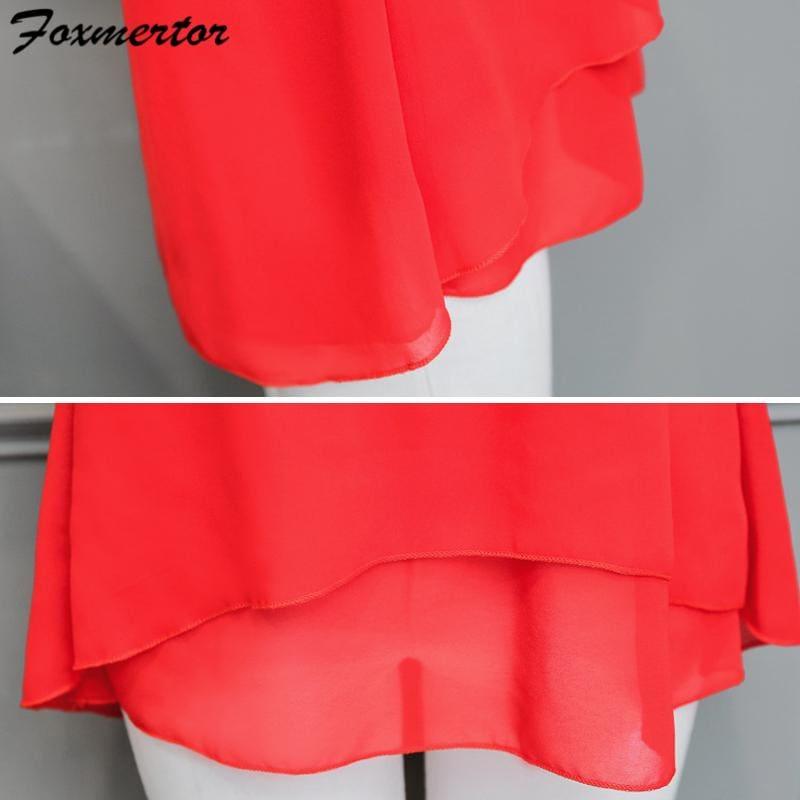 Summer Women Chiffon V-Neck Blouse Short Sleeve Top - Short Sleeve