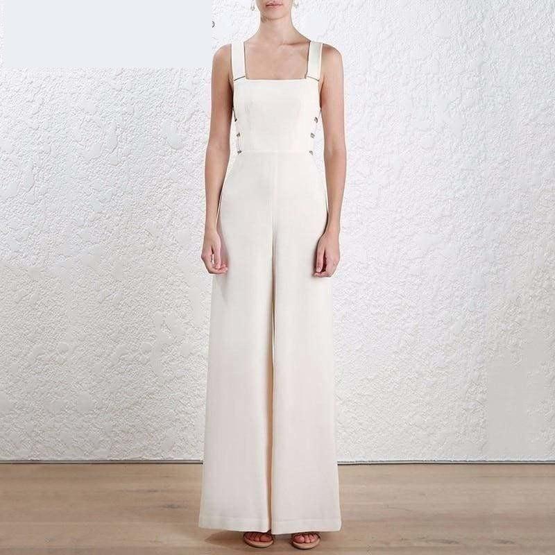 Suspenders Backless High Waist Long Wide Leg Spring Fashion Jumpsuit - Jumpsuits