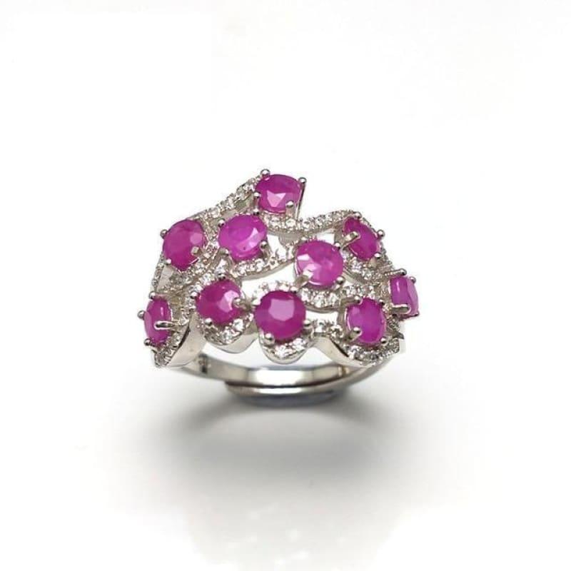 TBJ Romantic design natural diffusion Ruby gemstone ring good making ring in 925 sterling silver for women as a gift - Resizable / ruby