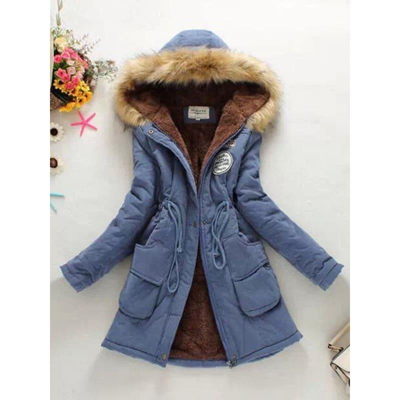 Thick Cotton Parkas Female Women Winter Coat - blue / L - Coats