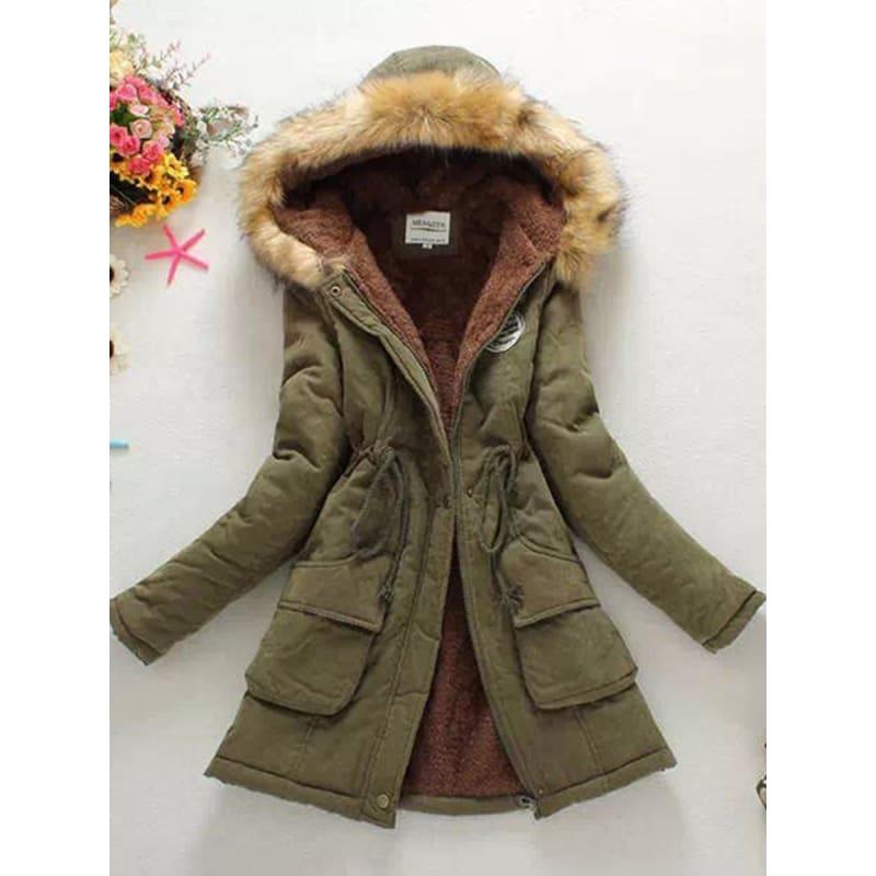 Thick Cotton Parkas Female Women Winter Coat - Green / L - Coats