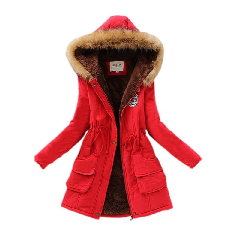 Thick Cotton Parkas Female Women Winter Coat - Red / L - Coats