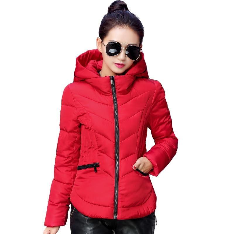 Thick Parka Cotton Hooded Fur Collar Short Winter Coat - Coats