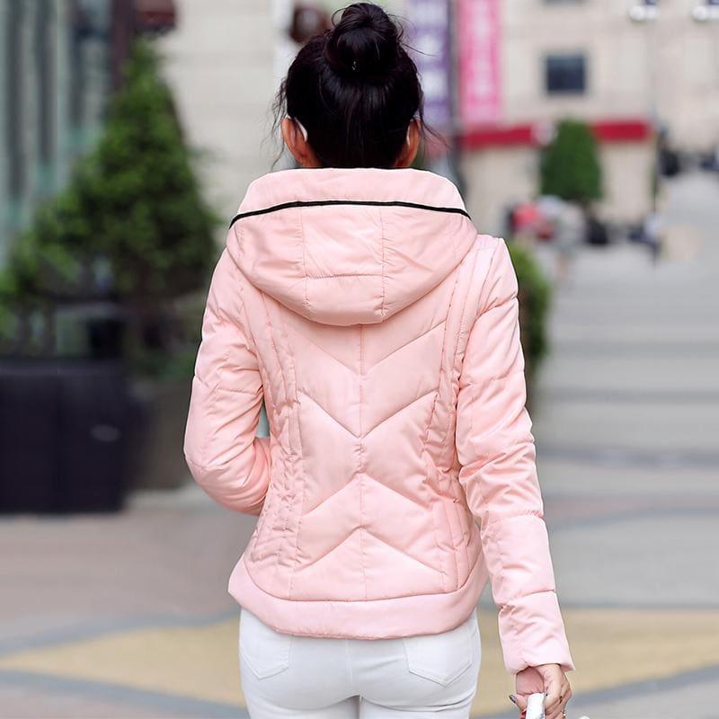 Thick Parka Cotton Hooded Fur Collar Short Winter Coat - Coats