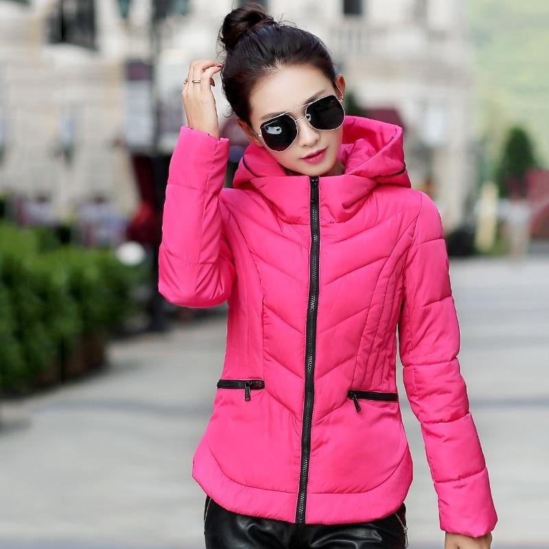 Thick Parka Cotton Hooded Fur Collar Short Winter Coat - Coats