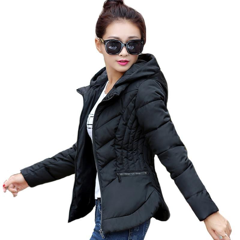 Thick Parka Cotton Hooded Fur Collar Short Winter Coat - Coats