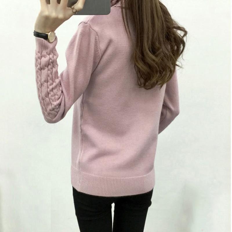 Thick Warm Turtleneck Pullover Knit Long Sleeve Cashmere Sweater - women Sweater