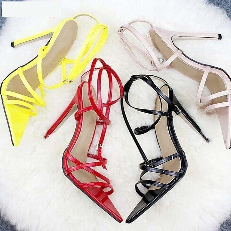 Thin Heels Pumps Ankle Cross Strap Sandals - Sandals