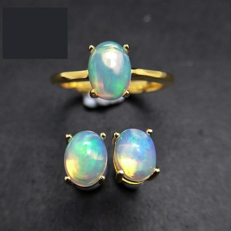 Top Quality Opal Ring and Earrings Jewelry Set - jewelry set
