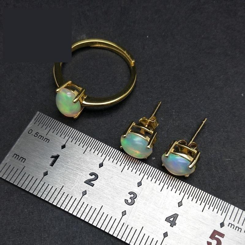 Top Quality Opal Ring and Earrings Jewelry Set - jewelry set