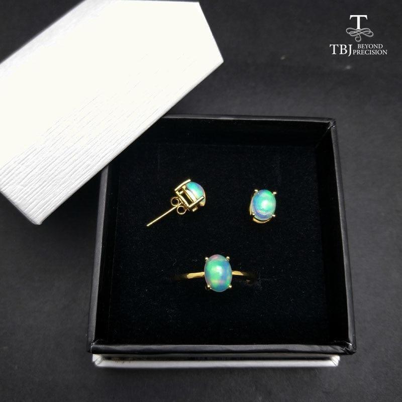 Top Quality Opal Ring and Earrings Jewelry Set - jewelry set