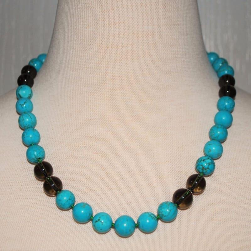 Turquoise With Black Quartz Color Block Necklace - Handmade