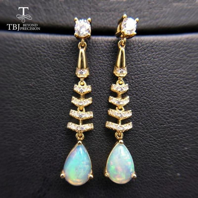 Two c.t Ethiopian Opal Long Elegant Earrings - opal - earrings