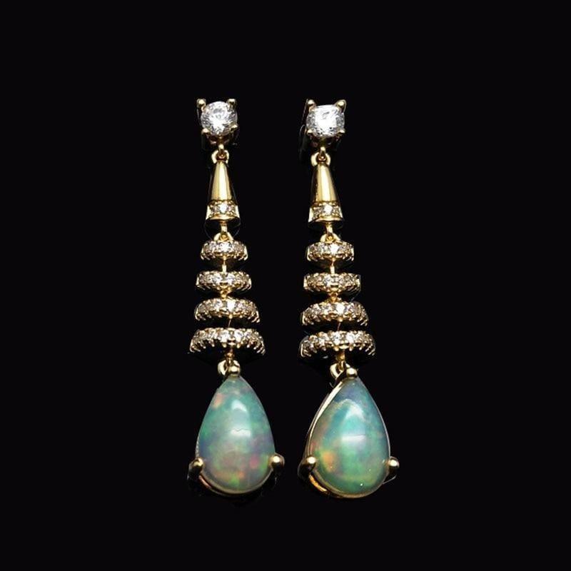Two c.t Ethiopian Opal Long Elegant Earrings - earrings