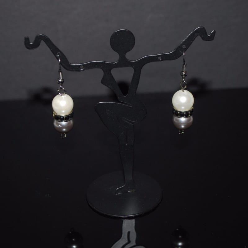 Two tone shell dangle earrings - Handmade