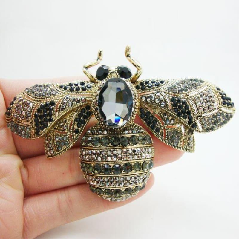 Unique Black Bee Brooch Rhinestone Crystal Insect Woman Brooches Pin - Default title - Brooch