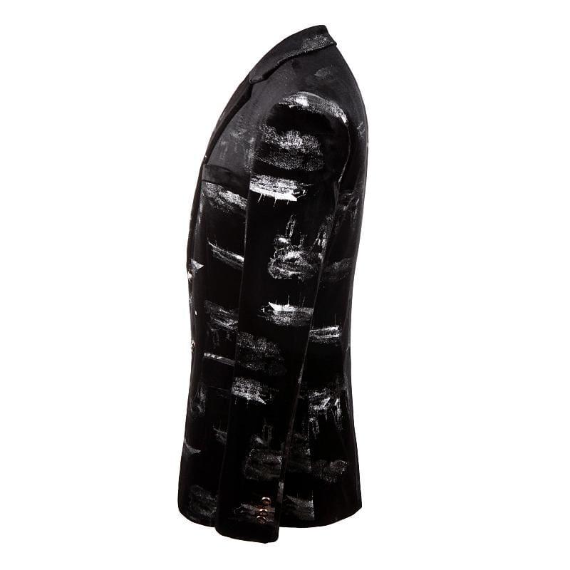 Unique Black Mens Printed Mens Blazer Jacket - Mens
