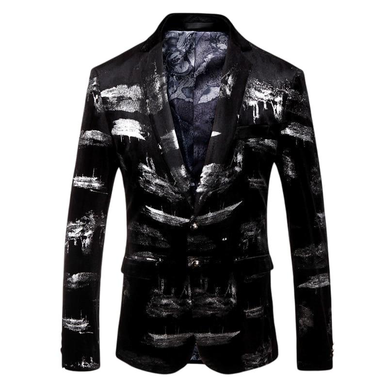 Unique Black Mens Printed Mens Blazer Jacket - Mens