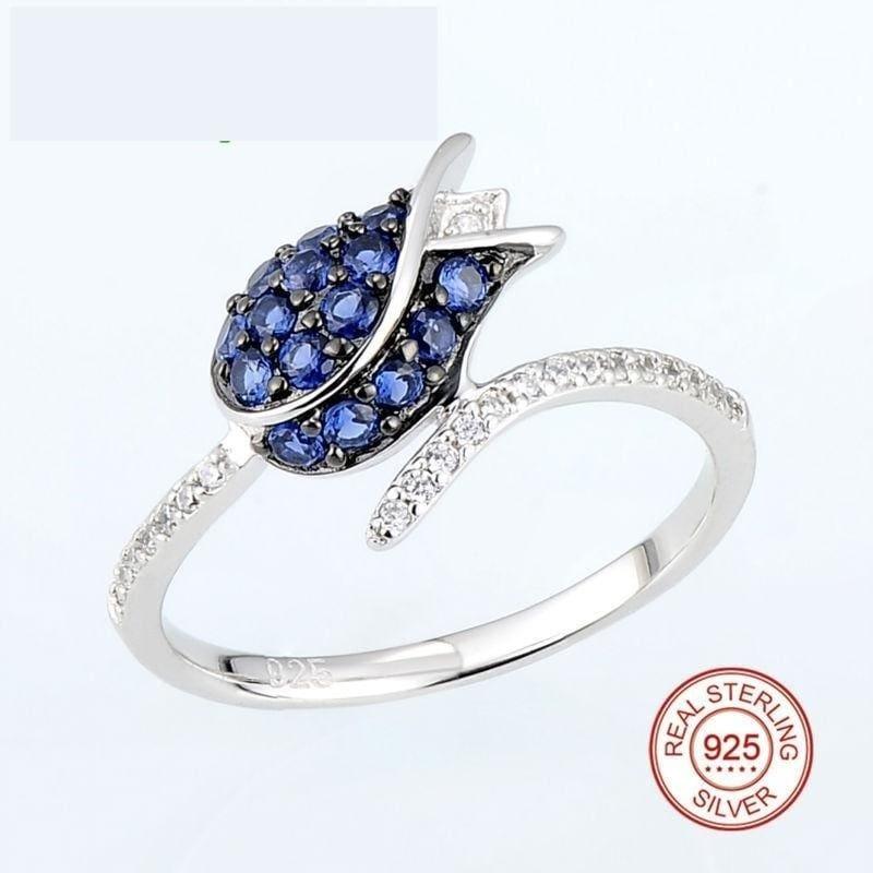 Unique Bridal Blue Nano Cubic Zirconia Ring Earrings 925 Sterling Silver Fashion Jewelry Set - jewelry set