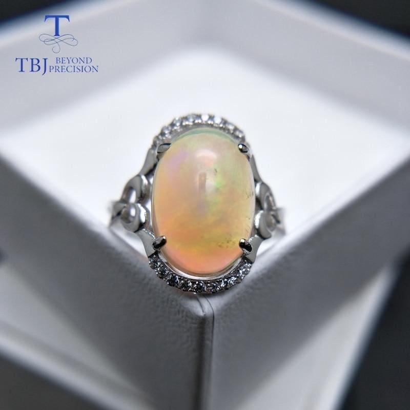 Unique Chunky Ethiopian Opal Oval 10*14mm Gemstione Ring - rings