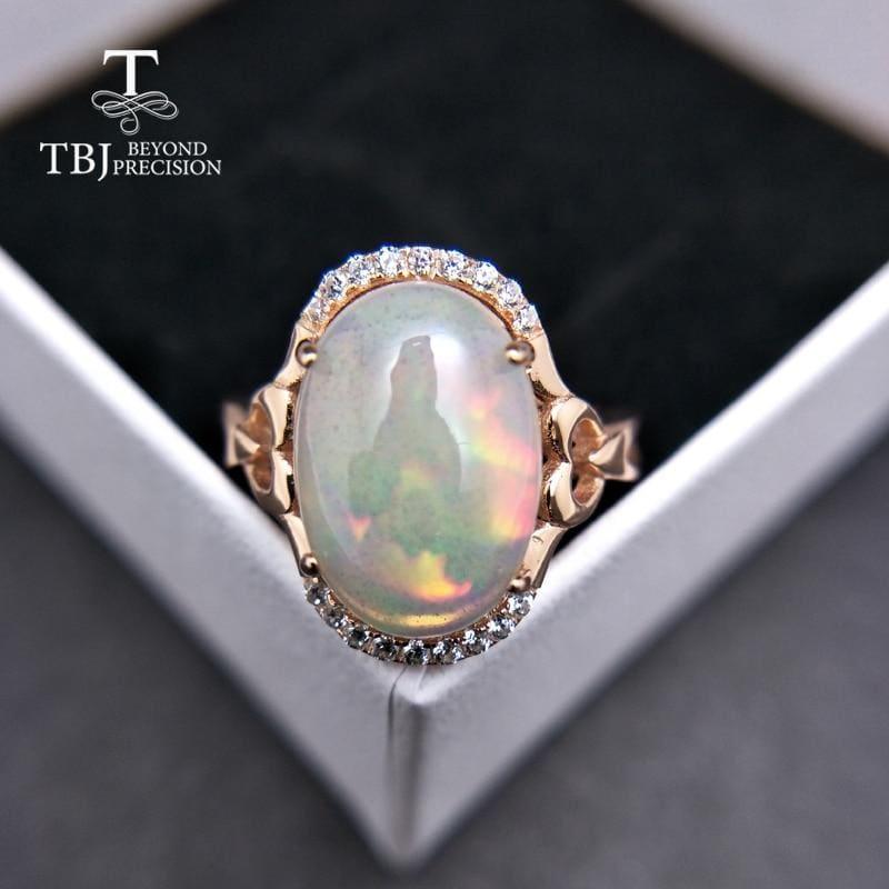 Unique Chunky Ethiopian Opal Oval 10*14mm Gemstione Ring - rings