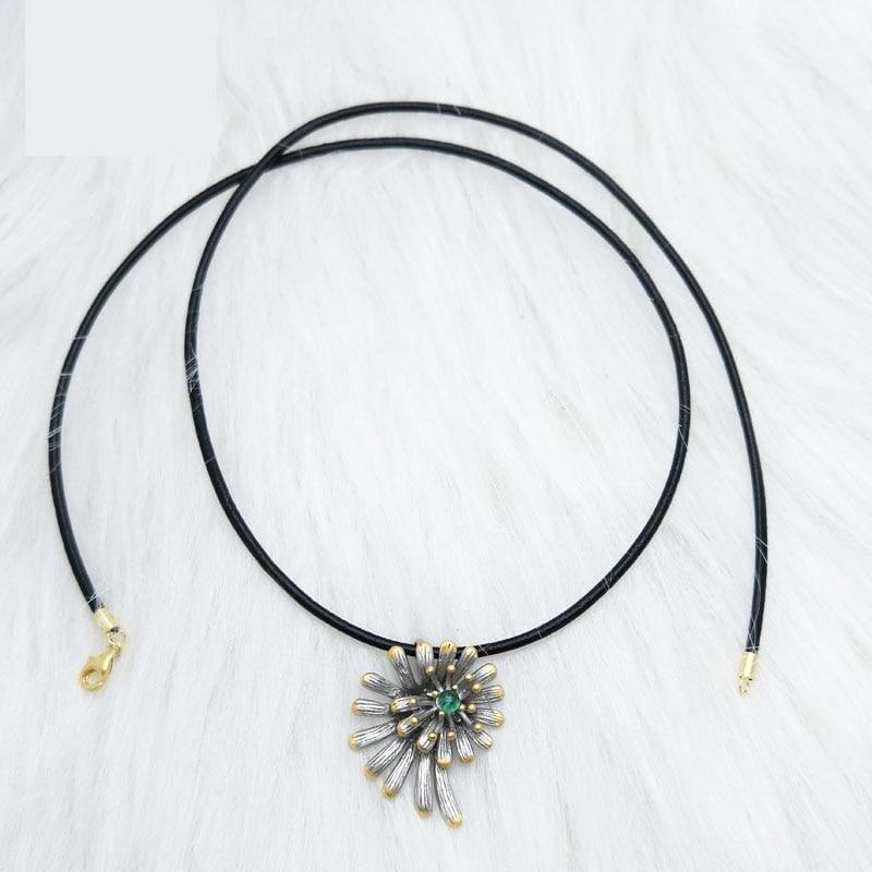 Unique eyes catching Flower Design Emerald Pendant Ring Jewelry Set - jewelry set