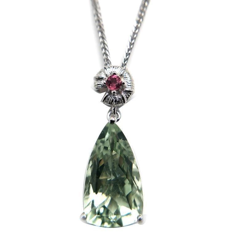 Unique Green Amethyst and Tourmaline 925 Silver Pendant and Earring Jewelry set - Jewelry set