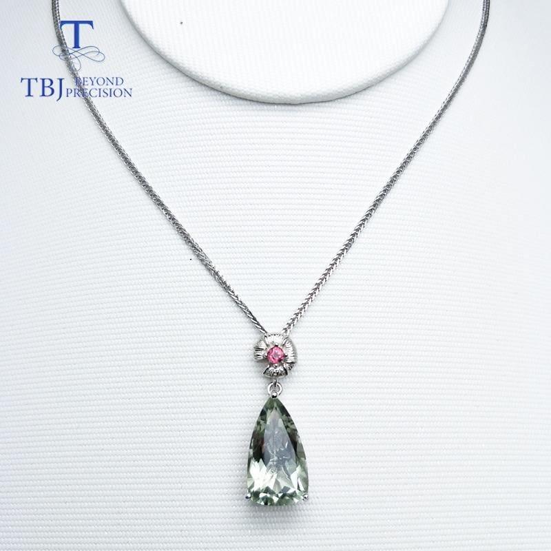 Unique Green Amethyst and Tourmaline 925 Silver Pendant and Earring Jewelry set - Jewelry set