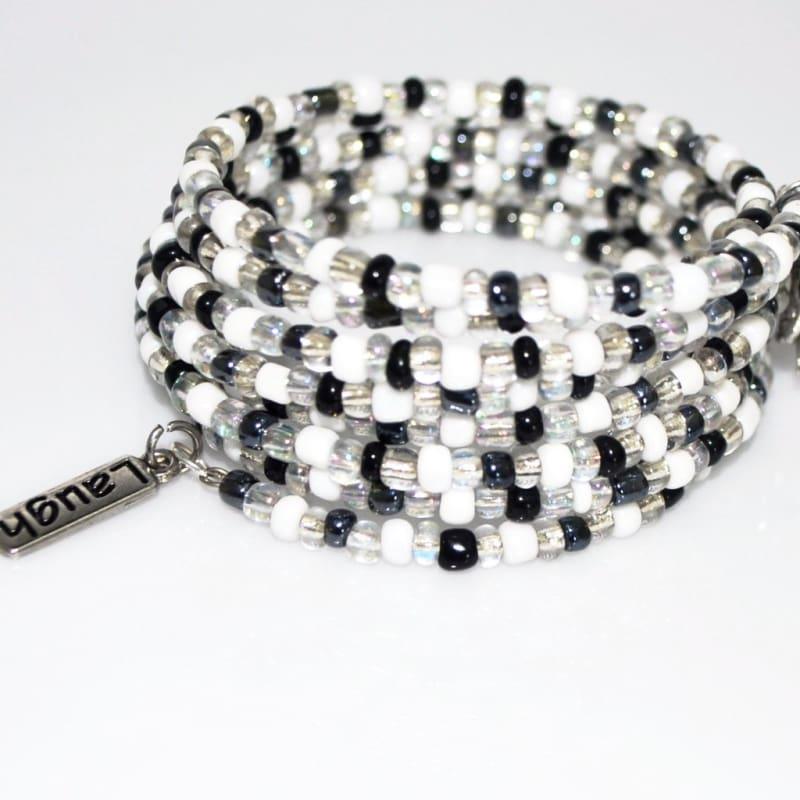 Unique Metallic Mixed Black Seed Bead Wrap Around Bracelets - Handmade