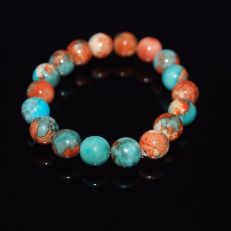 Unique Natural Crazy Lace Jade Blue Stretch Unisex Bracelets - Handmade