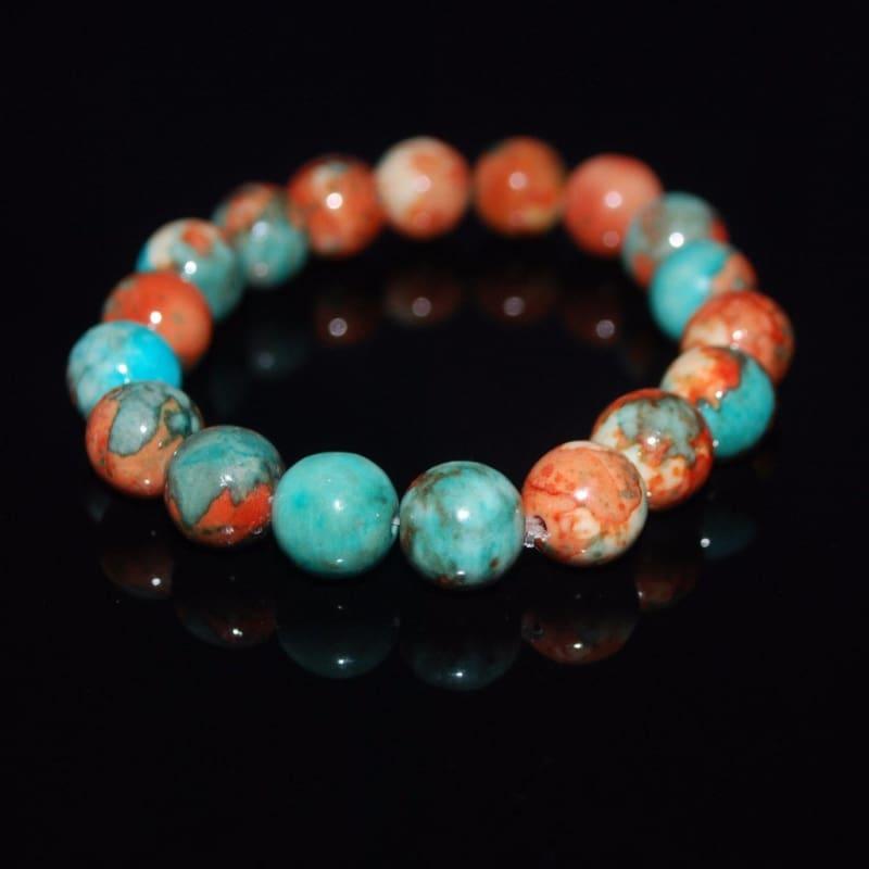 Unique Natural Crazy Lace Jade Blue Stretch Unisex Bracelets - Handmade