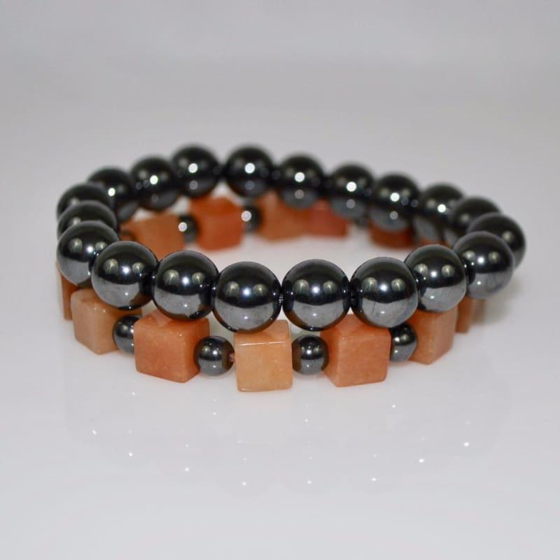 Unisex Magnetic Hematite Gemstone Mens Bracelets - Handmade