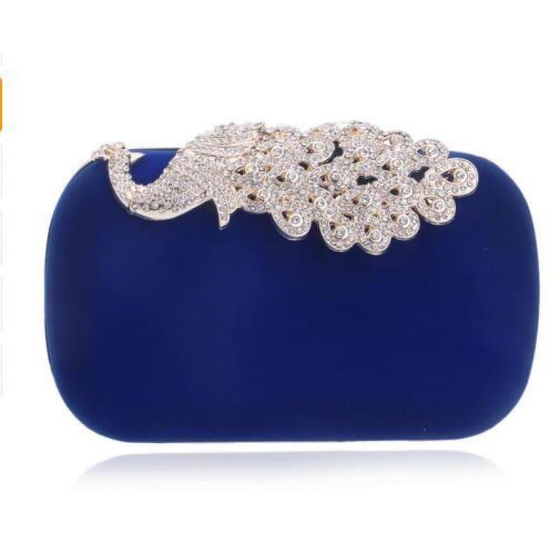 Velvet Chain Shoulder Evening Small Clutch Bag - YM1009blue / Mini(Max Length<20cm) - Clutch