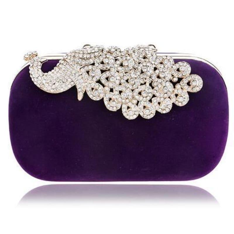 Velvet Chain Shoulder Evening Small Clutch Bag - YM1009purple / Mini(Max Length<20cm) - Clutch