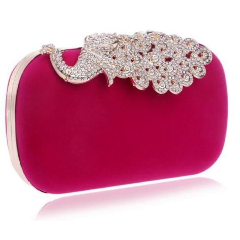 Velvet Chain Shoulder Evening Small Clutch Bag - YM1009rose / Mini(Max Length<20cm) - Clutch