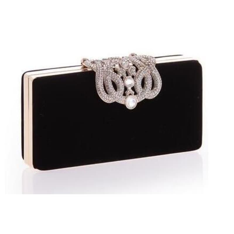 Velvet Chain Shoulder Evening Small Clutch Bag - YM1010black / Mini(Max Length<20cm) - Clutch