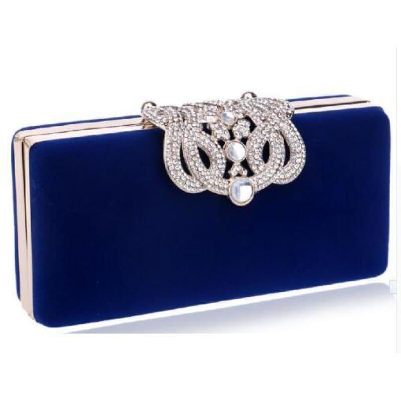 Velvet Chain Shoulder Evening Small Clutch Bag - YM1010blue / Mini(Max Length<20cm) - Clutch