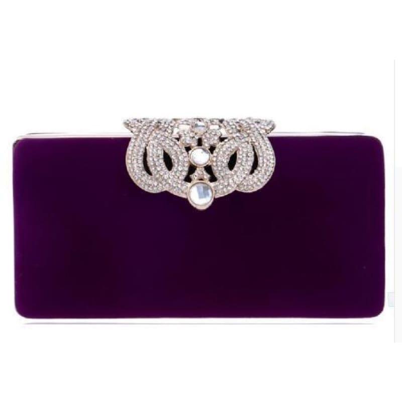 Velvet Chain Shoulder Evening Small Clutch Bag - YM1010purple / Mini(Max Length<20cm) - Clutch