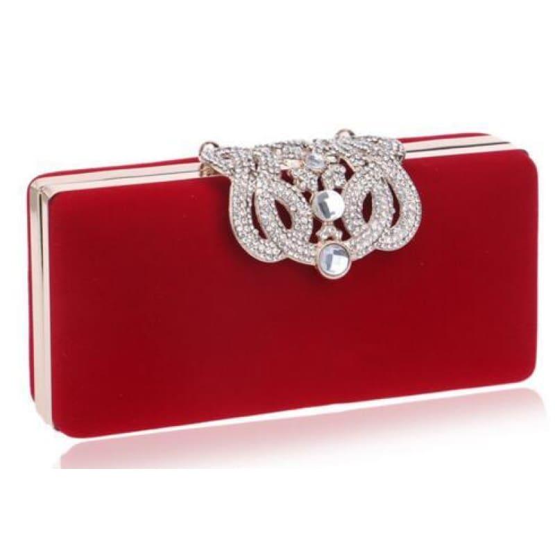 Velvet Chain Shoulder Evening Small Clutch Bag - YM1010red / Mini(Max Length<20cm) - Clutch