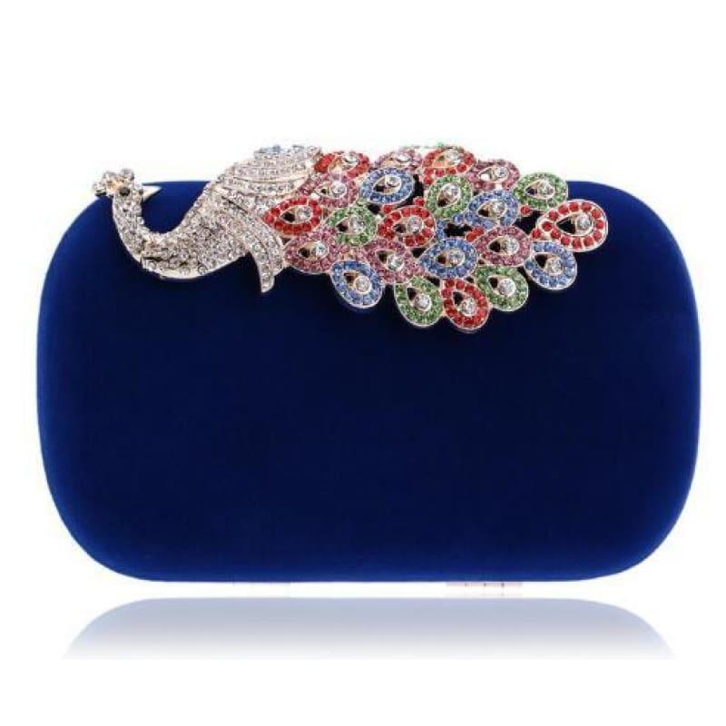 Velvet Chain Shoulder Evening Small Clutch Bag - YM1022blue / Mini(Max Length<20cm) - Clutch