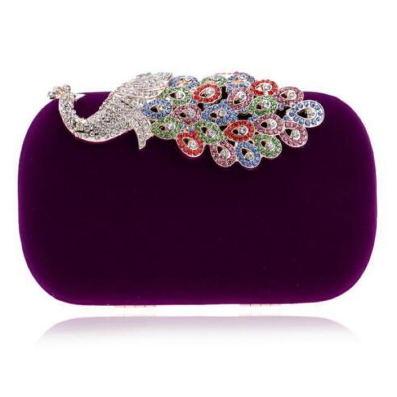 Velvet Chain Shoulder Evening Small Clutch Bag - YM1022purple / Mini(Max Length<20cm) - Clutch