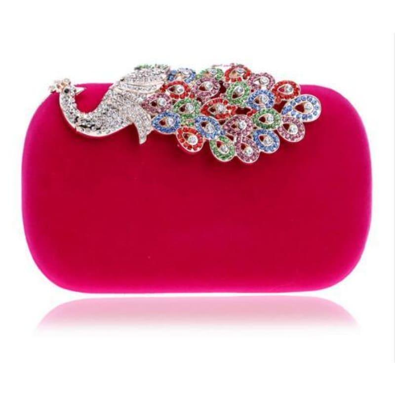 Velvet Chain Shoulder Evening Small Clutch Bag - YM1022rose / Mini(Max Length<20cm) - Clutch