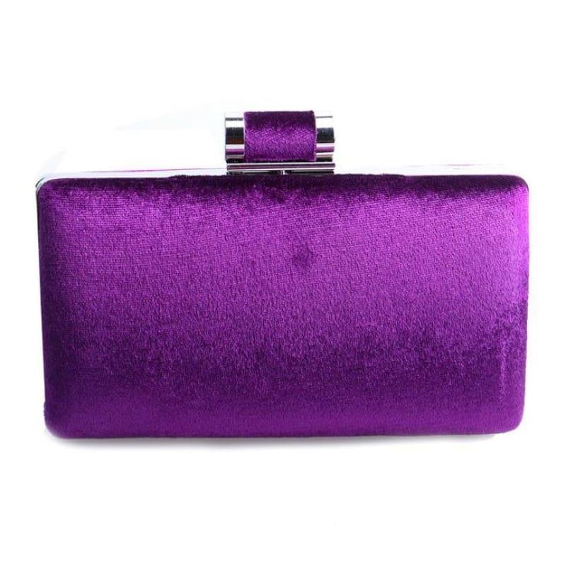 Velvet Chain Shoulder Evening Small Clutch Bag - YM1053purple / Mini(Max Length<20cm) - Clutch