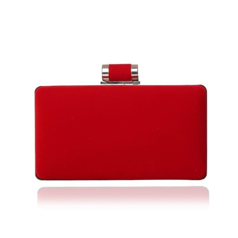 Velvet Chain Shoulder Evening Small Clutch Bag - YM1053red / Mini(Max Length<20cm) - Clutch