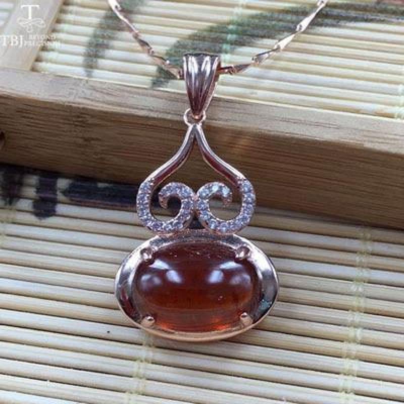 Vintage Chinese Style Pendant Garnet gemstone in 925 Sterling Silver Necklace - garnet156 - necklace