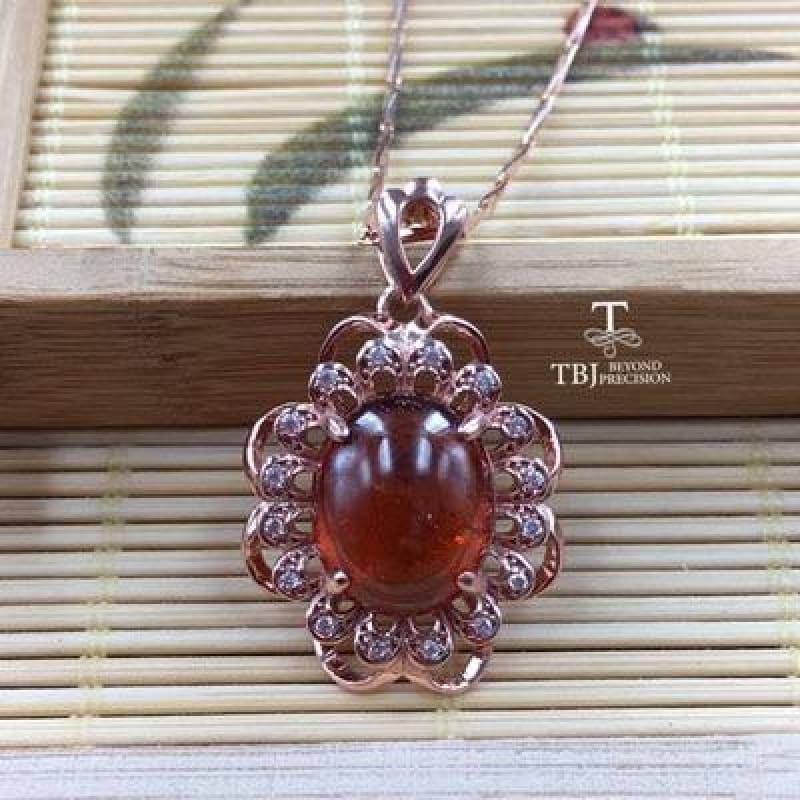 Vintage Chinese Style Pendant Garnet gemstone in 925 Sterling Silver Necklace - garnet158 - necklace