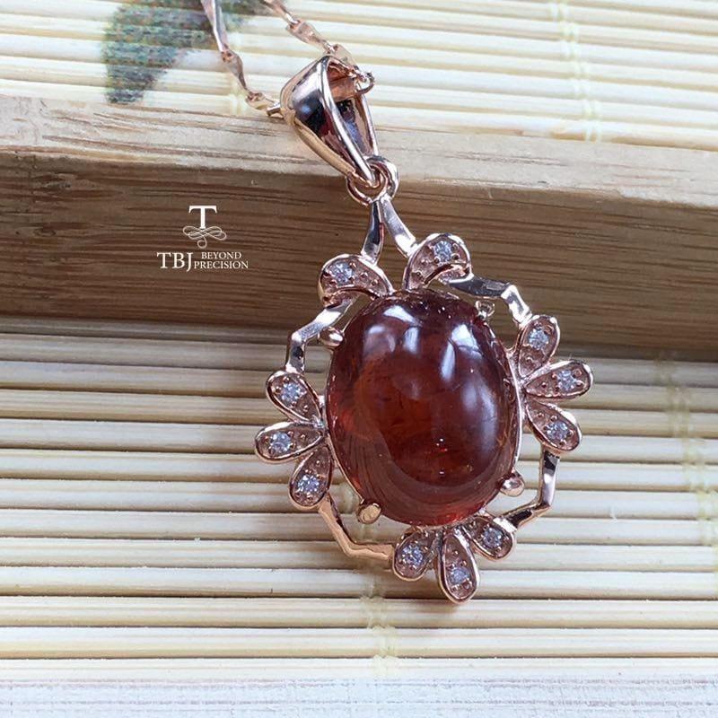 Vintage Chinese Style Pendant Garnet gemstone in 925 Sterling Silver Necklace - necklace