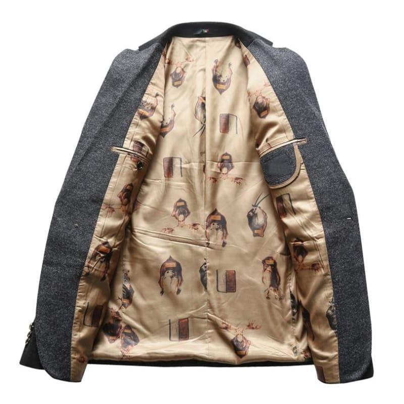 Vintage Classic Single Button Wool Mens Blazer Jacket - Mens jacket