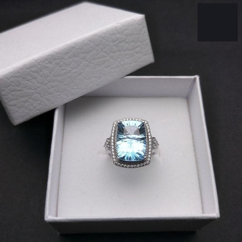 Vintage Concave Cut Blue Topaz Gemstone Ring - Ring
