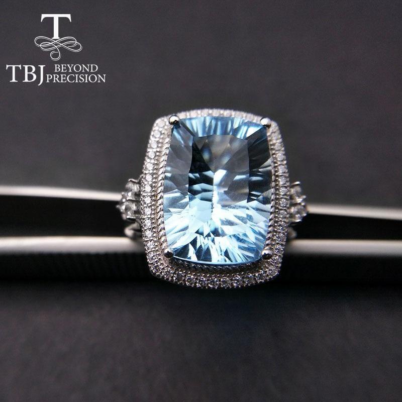 Vintage Concave Cut Blue Topaz Gemstone Ring - Ring